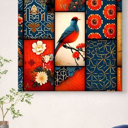 Livin'luxe Red And Blue Birds And Animals Canvas Wall Art-picture-10