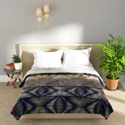 KOPA Blue & Brown Geometric Microfiber AC Room 300 GSM Double Bed Blanket-picture-29