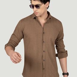 ALMATY Men Comfort Spread Collar Textured Elastane Slim Fit Casual Shirt-image-62