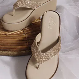 Marc Loire Embellished Velvet Party Wedge Sandals-image-61