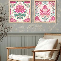 Kotart Brown & Pink 2 Piece Wood Madhubani Wall Paintings image 4