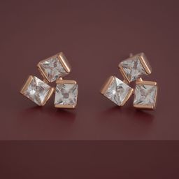 Kushal's Fashion Jewellery 92.5 Pure Silver Rose Gold-Plated Zircon Party Studs-47