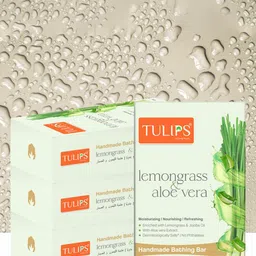 TULIPS Set Of 4 Moisturizing Bathing Bar Soap with Lemongrass & Aloevera - 125 g Each-7