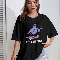 AAHWAN Women Graphic Printed Round Neck Oversized T-shirt-image-43