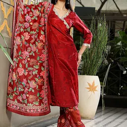 QISSA Women Floral Regular Kurta with Trousers & With Dupatta-image-33