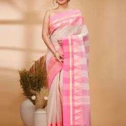 DipDiya Woven Design Zari Pure Cotton Taant Saree-picture-41