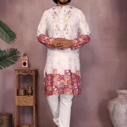 DVILLA Men White Cotton Kurtas-picture-37