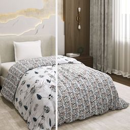 Monte Carlo White & Blue Ethnic Motifs AC Room 150 GSM Single Bed Dohar-image-96