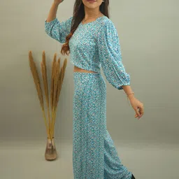 GO BOUJEE Printed Top With Palazzos Co-Ords image 4
