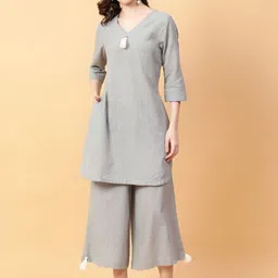 aayusika Striped Cotton Tunic With Palazzo Co-Ords-image-22