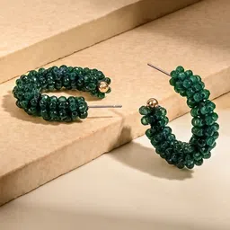 Accessorize Beaded Circular Half Hoop Earrings-50