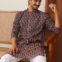 Jompers Men Embroidered Regular Sequinned Kurta with Pyjamas image 2
