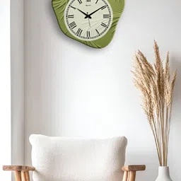 OLIVE TREE Green & White Printed Wooden Geometric Vintage Wall Clock-19