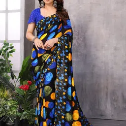 Panzora Floral Poly Georgette Saree-image-81