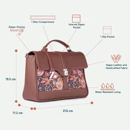 ZOUK Paisley Printed Structured Satchel image 5