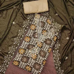 SHADOW & SAINING Printed Sequnnied Jamm Cotton Semi-Stitched Dress Material-image-95