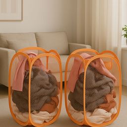 Kuber Industries 2-Pcs Orange-Colored Mesh Laundry Basket 20 L-48