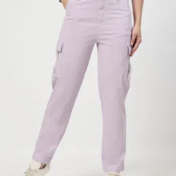 COSMIC TRIO Women Relaxed Straight Leg Loose Fit Cargos Trousers-image-54