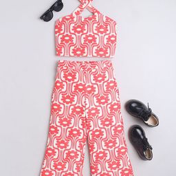 taffykids Girls Floral Printed Crop Top with Trousers-image-38