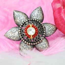 SIVA BY ANIKA Brass-Plated Stone-Studded Adjustable Finger Ring-image-51