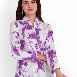 FNOCKS Women Tie and Dye Shirt Collar Full Sleeve Cotton Shirt Top-picture-27