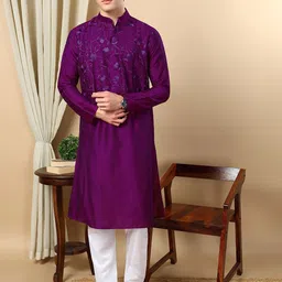 TATTVA Men Embroidered Thread Work Kurta-image-44