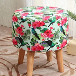NACIA Green & Red Printed Soft Cushioned Ottoman-19