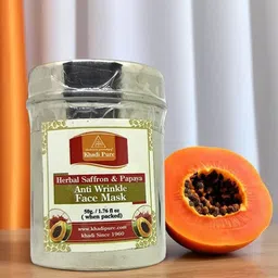 Khadi Pure Set Of 2 Herbal Saffron & Papaya Anti Wrinkle Face Pack - 50 g Each-image-80