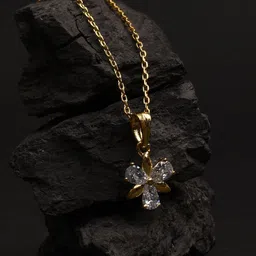 XPNSV Gold Plated Cubic Zirconia Studded Pendant with Chain-19