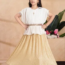 Muhuratam Girls Cream Dresses-picture-43