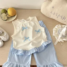 StyleCast x Revolte Girls Self Design Round Neck Pure Cotton T-shirt With Trousers-image-55