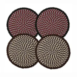Aura 4-Pcs Red & Cream-Coloured Spiral Round Doormat-32