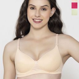 FUNAHME Pack Of 3 Full Coverage Lightly Padded T-shirt Bra-17