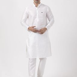 DEVOILER Men Regular Dupion Silk Kurta with Pyjamas image 4