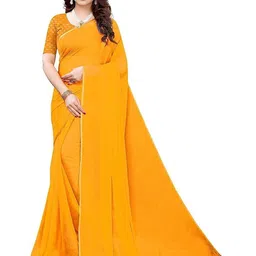 THE FASHION ATTIRE Yellow TIARAA Chiffon Saree With Blouse-picture-2