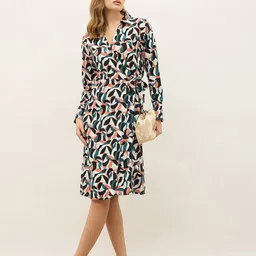 Styli Women Abstract Printed Shirt Midi Dress-picture-42