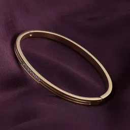 PALMONAS 18k Gold Plated CZ Studded Sparkling Line Bangle Style Bracelet-image-11