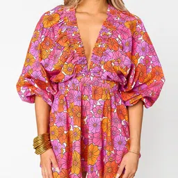 LULU & SKY Plunging Neck Floral Playsuit-picture-15