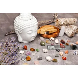 PEEPALCOMM 2-Pcs White Textured Buddha Aroma Oil Diffuser 10ml Each image 2