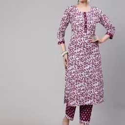 KALINI Women Ethnic Motifs Printed Regular Pure Cotton Kurta with Palazzos-18