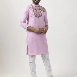 DEVOILER Men Ethnic Motifs Printed Straight Cotton Kurta-image-41