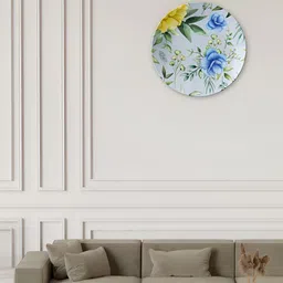 THE QUIRKY HOME Blue & Green Bloom Printed Ceramic Premium Decorative Wall Decor-image-71