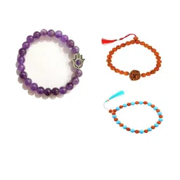 Divine souvenirs Unisex Set Of 3 Artificial Beaded Elasticated Bracelets-70