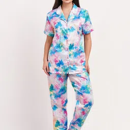 FIMS Women Satin Abstract Printed Night suit-7