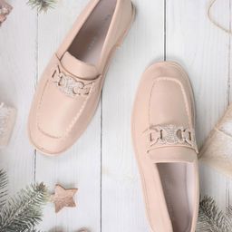 Ronnie Grey Women Textured Square Toe PU Loafers-21