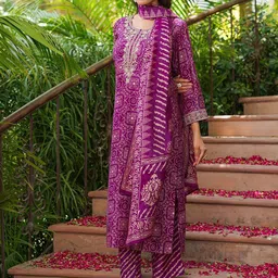 KALINI Women Ethnic Motifs Embroidered Sequinned Kurta &Trousers With Dupatta-image-26