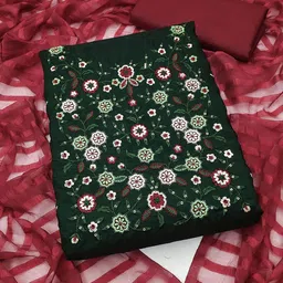 Blissta Floral Embroidered Sequinned Unstitched Dress Material-image-52