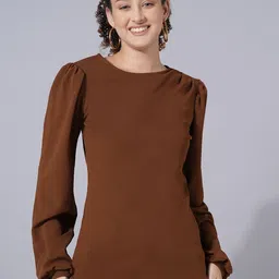 DressBerry Women Gathered Round Neck Long Sleeve Top-picture-35
