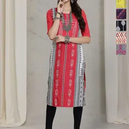 7Threads Women Ethnic Motifs Printed Mirror Work Floral Crepe Kurta-image-90