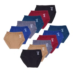 Kids Basket Girls Pack Of 12 Cotton Basic Briefs - M-GY-KBPLAIN-JAT-12PC-image-76